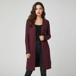 Love Ellie Large Burgundy Ribbed Long Sleeve Cardigan